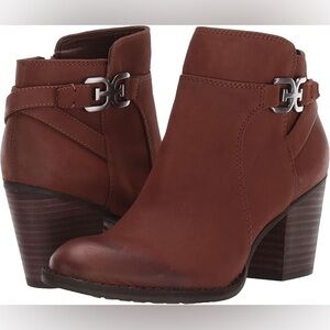 Sam Edelman Morgon Stacked-Heel Leather Booties NEW WITHOUT TAGS